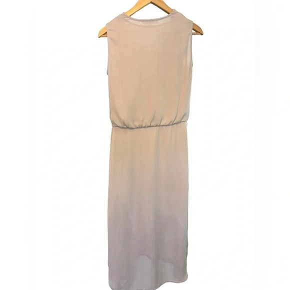 AllSaints Tape Beige Draped Chiffon Knee Length Midi Dress Size 2 - Picture 4 of 7